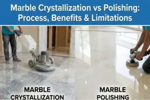 Marble crystallization process in Dubai for restoring a glossy stone finish