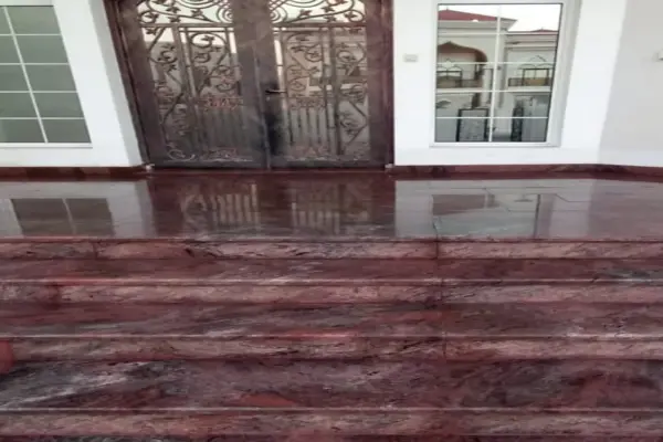 After marble floor polishing in Palm Jumeirah showing the restored marble surface